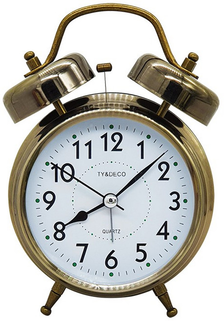 저소음 해머드럼 트윈벨 자명종 인테리어 알람 메탈 탁상시계 대 시끄러운 알람소리, 동