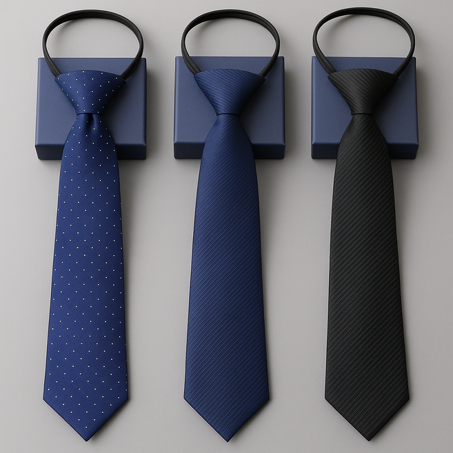 편리한 슬림 자동 지퍼 넥타이 3종 세트