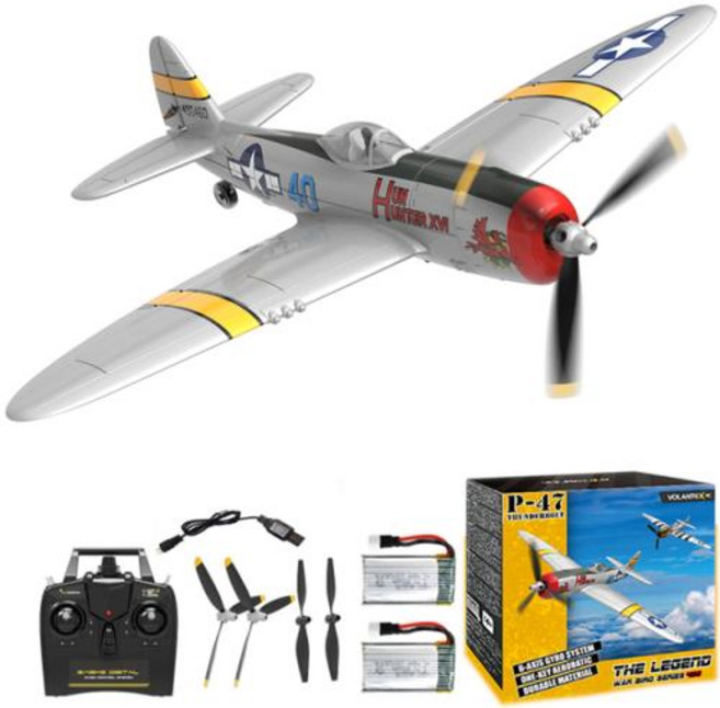 무선조종 RC비행기 항공기 원격 전투기 Volantex 성인 및 완구 P51D 머스탱 F4U 해적 스핏파이어 P40 제로, 1개, 6) 761-16  P47