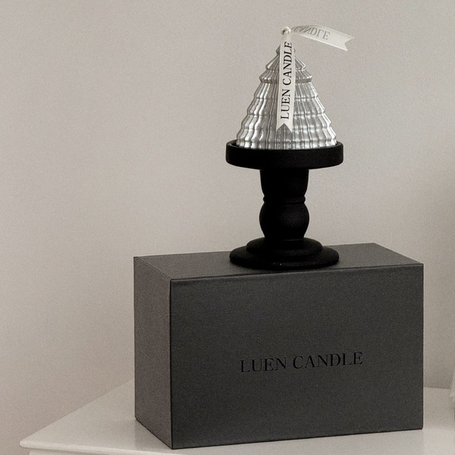 루엔캔들 오브제 캔들 세트 선물 연말 집들이 인테리어 크리스마스 감성 선물포장 양초, 실버, 무향