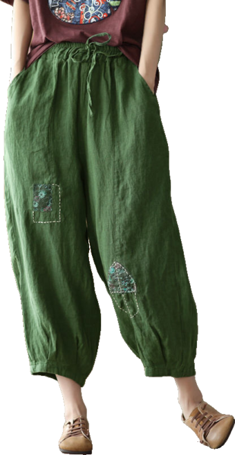 여성용 린넨 팬츠 슬림해 보이는 배기 9부 캐주얼 M 뉴타임즈 G973A575