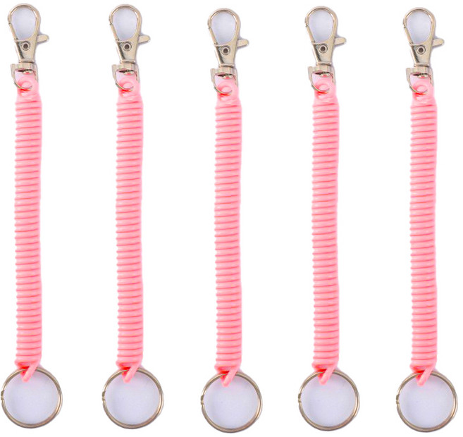 다용도 도난 분실 방지 휴대폰 가방 안전 고리 스프링 스트랩 줄, 5개, 핑크