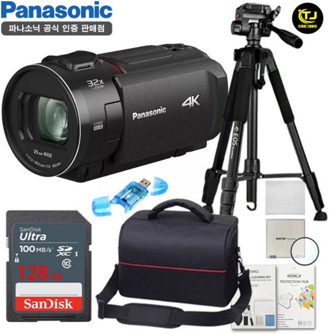 파나소닉 HC-VX3 프리미엄 삼각대 패키지 8종세트/128GB+MCUV필터+전용가방+삼각대+카드리더기+청소도구+극세사융+액정보호필름/TJ