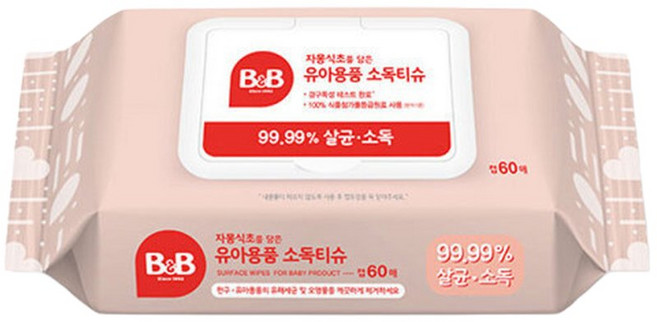 유아용품 세정티슈 60매 캡형 장난감 소독 물티슈 비앤비 자몽식초를 담은 유아용품 세정티슈, 1개