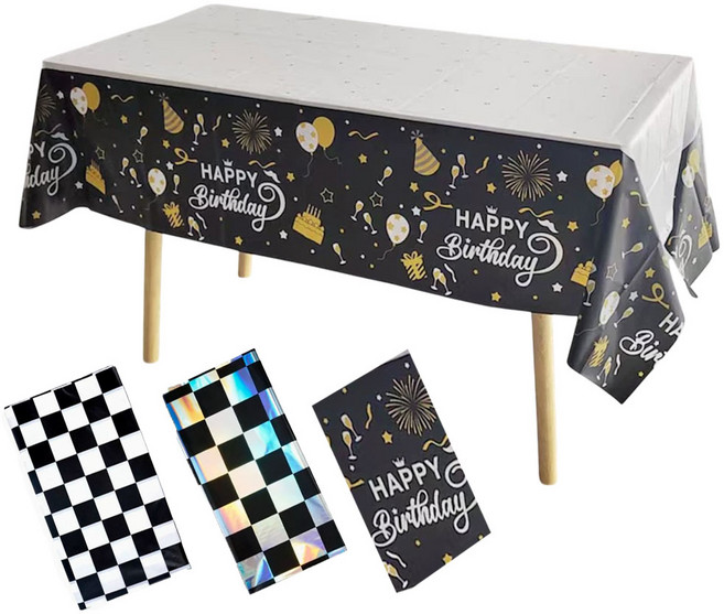 피카스페이스 생일파티 홈파티 방수 테이블보 2p, 2개, 홀로그램