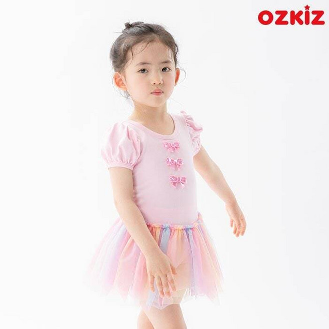 오즈키즈 레인보우리본 유아 여아 발레복 원피스
