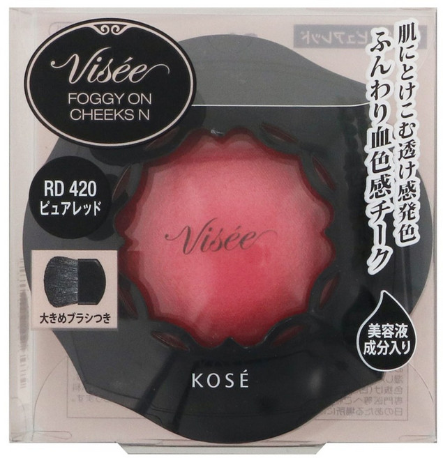 KOSE 비세 포기 온 치크스 N 브러시 포함, 1개, RD420퓨어레드