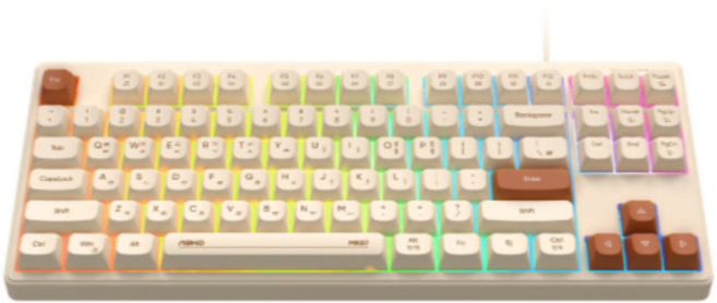 앱코 저소음 멤브레인 87키 유선 텐키리스 키보드, OATMEAL, MK87, 제조사축