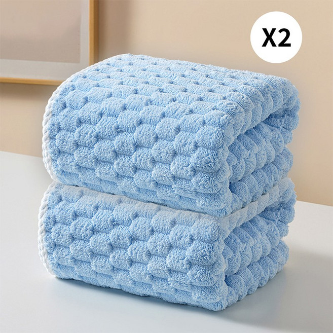 Veralool 프리미엄 극세사 호텔 대형 바스타올 샤워타올 40수 목욕타올 비치타월 먼지없는 속건 수건, 2개, 블루