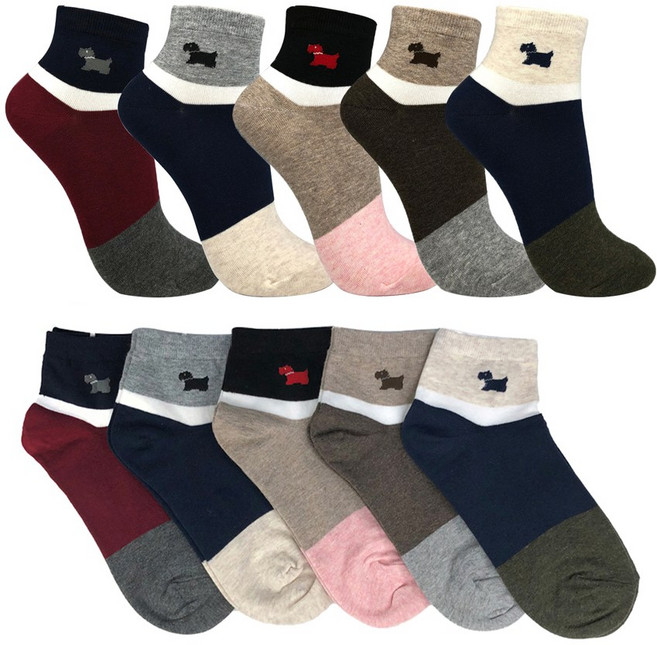 수한양말 여자 패션 단목 양말 강아지 10켤레