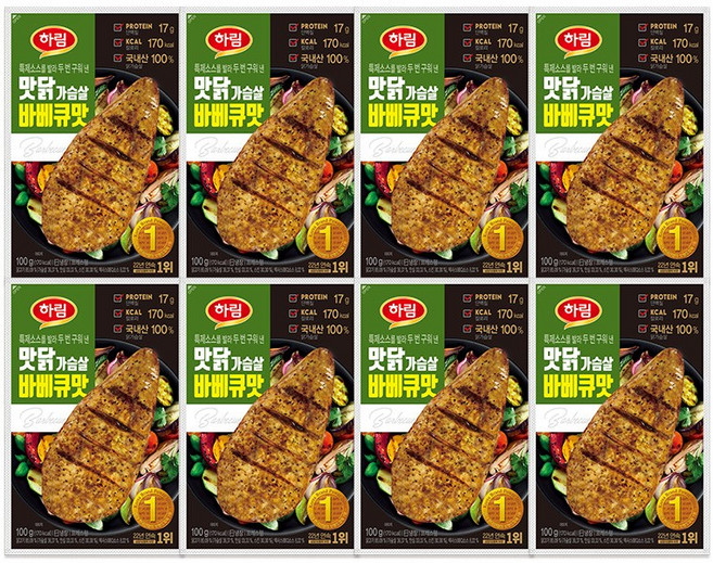 하림 맛닭가슴살바베큐맛 100g 8봉, 8개