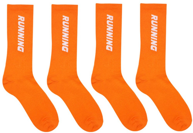 디망 여름 러닝 스포츠 장목 양말, 2개, 러닝오렌지