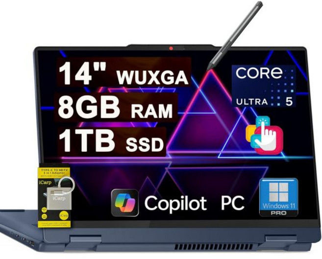 레노버 아이디어패드 플렉스 5i 2-in-1 노트북 14인치 WUXGA 터치 AMD 8코어 AI 기반 라이젠 7 8840HS 최대 16 Tops 16GB 램 1TB SSD 크리, 8GB RAM | 1TB SSD