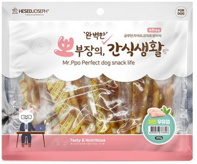 테온셀 뽀부장 치킨우유껌 300g 대용량 애견간식, 없음, 1개