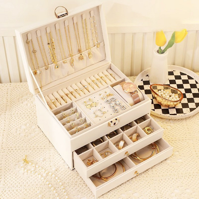 거와스 3단 대용량 주얼리 정리 수납함, 1개, 화이트