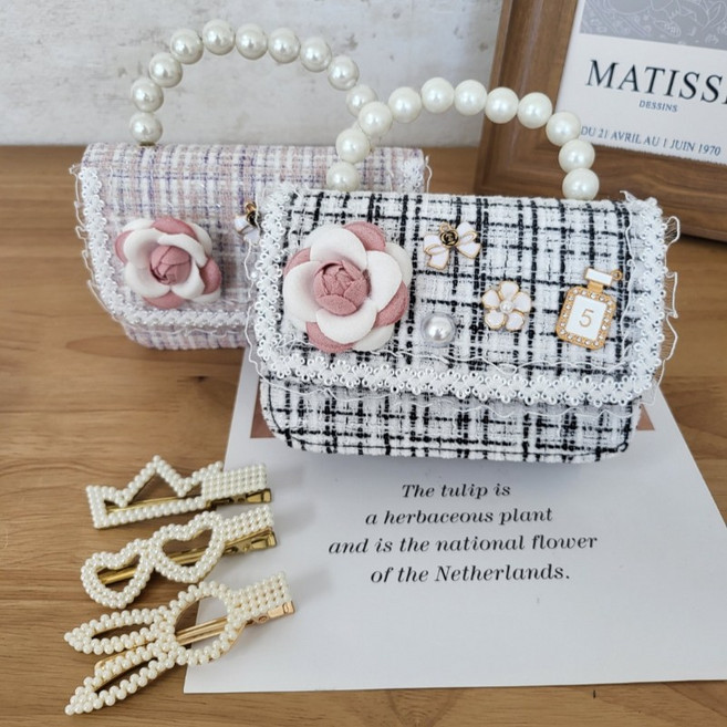 꽃길마켓 트위드 크로스백 명품 스타일 미니 핸드백