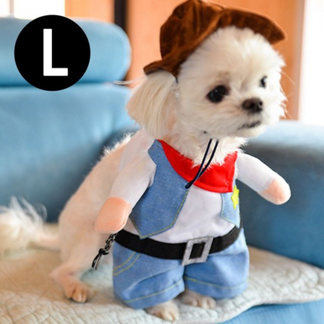 반려동물패션 해피파티 펫 의상 할로윈 코스튬 카우보이 L, 없음