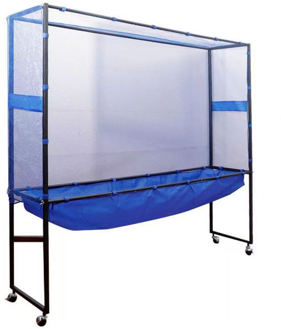 롤링 탁구 네트 볼 수집기 훈련 도구 액세서리 멀티 볼 연습을위한 탁구 공 수집 그물, 파란색 도장 세로형 공 수집망, 1개