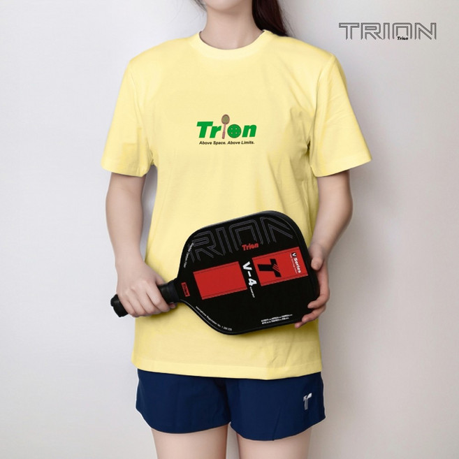 트라이온 코튼 웰컴 라운드 반팔 티셔츠 옐로우 배드민턴 탁구 스쿼시 스포츠웨어
