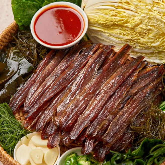 [덕장직송] 포항 구룡포 삼정마켓 손질 해풍 과메기 야채세트 진공포장, 1세트, 5미 10쪽 야채구성