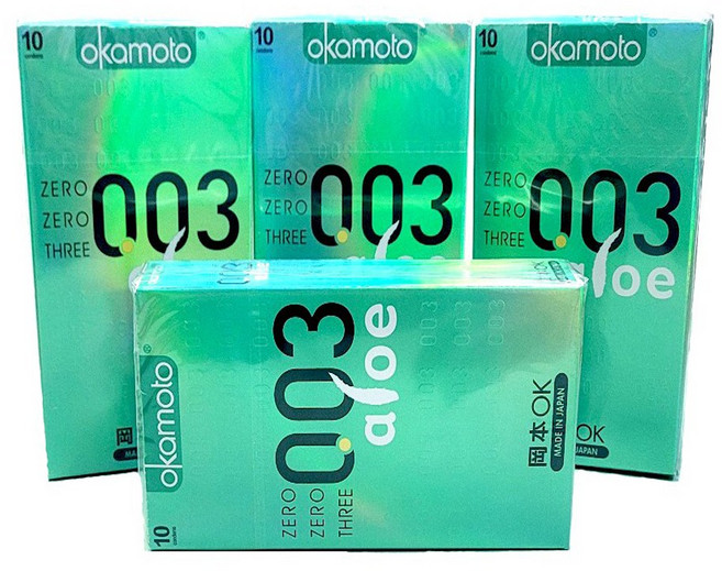 오카모토 0.03 콘돔 알로에 북콘돔, 4세트, 10개입