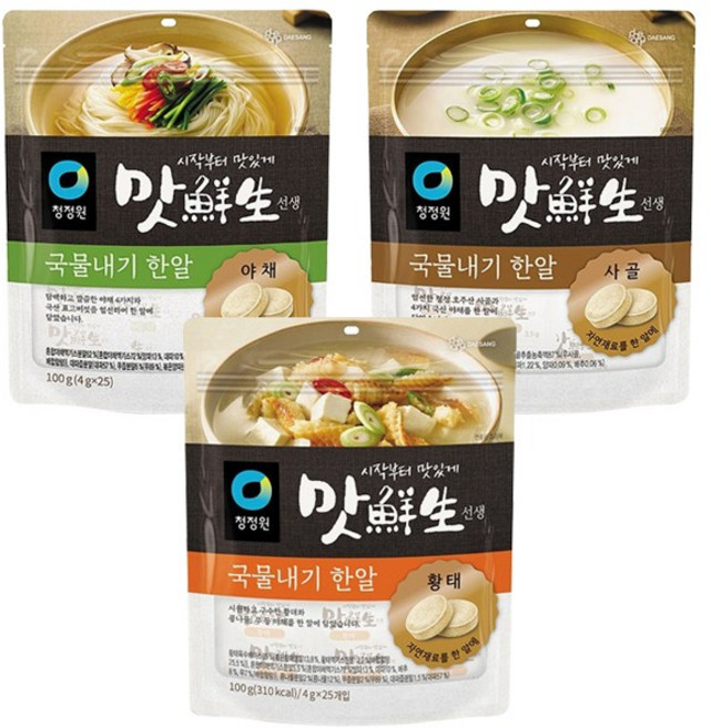 청정원 맛선생 국물내기 한알 25p 3종 세트(야채1 황태1 사골1), 1개, 1g