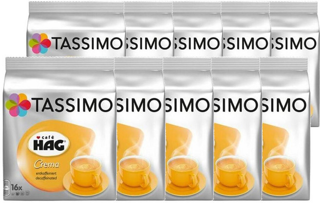 Tassimo 타시모 카페 하그 크레마 디카페인 커피 캡슐, 16개입, 10개