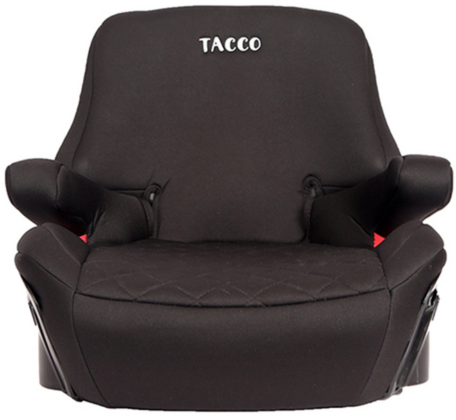 TACCO 兒童增高墊 ISOFIX/安全帶兩用 雙安裝模式 可拆卸靠背 極黑款, 【TACCO】極黑