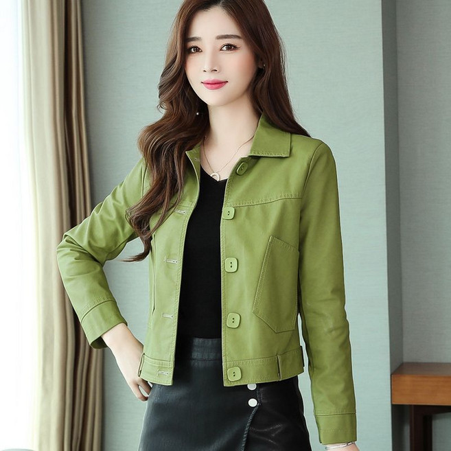 COSYEVNO 봄가을 여성 가죽 재킷에 매치하기 좋은 쇼트 코트