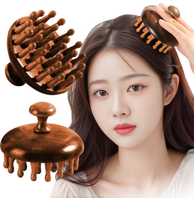 더솔트랩 원목 두피 마사지 괄사, 우드, 1개