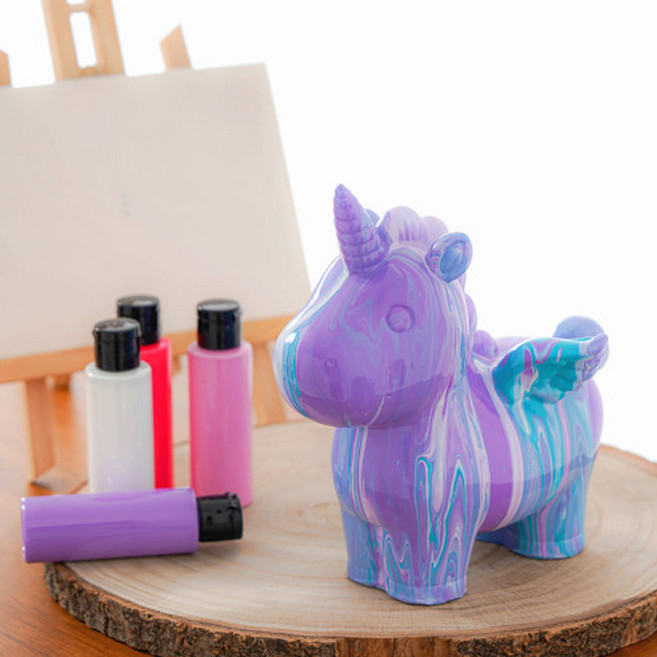 민화샵 푸어링아트 아트토이 저금통 만들기 DIY 토끼/유니콘 아크릴물감, 핑크, 민화 푸어링 아트토이 (토끼)