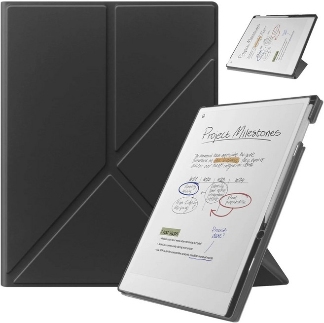 Slim Y-Fold Stand Cover For Remarkable Paper Pro 11.8" Smart eBook Case with Built-in Pencil Holder, Black, 1개
