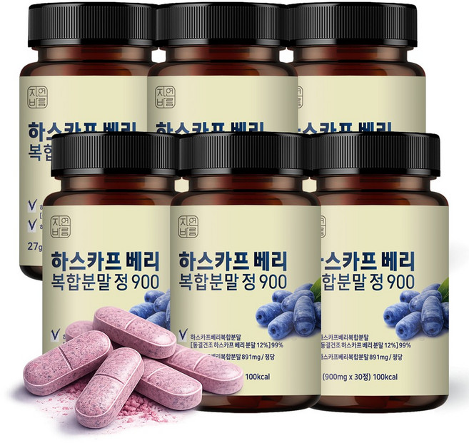 자연바름 유기농 하스카프 베리 분말 원료 정 안토시아닌 C3G, 6개, 30정