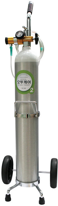 휴대용 산소공급기 오투케어500 알루미늄 4.6L 산소통세트 (산소통+산소메타+콧줄 / 4.6L용기 산소용량 575L), 1개