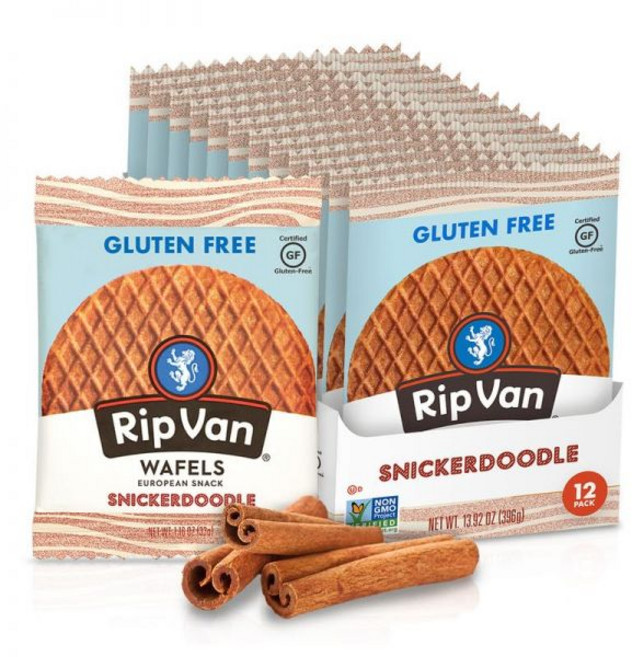 Rip Van Wafels 쿠키 과자 립 반 글루텐 프리 스니커두들 스트룹와펠 건강한 간식 비변형식품 저당6g 저칼로리 12개입, 계피