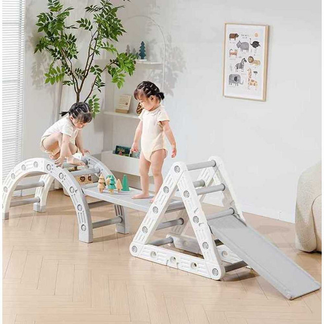 감통기구 구름사다리 감각 발달 실내 놀이터 미끄럼틀, 1개, 빅키즈마카블루앤옐로우하프서클+해먹