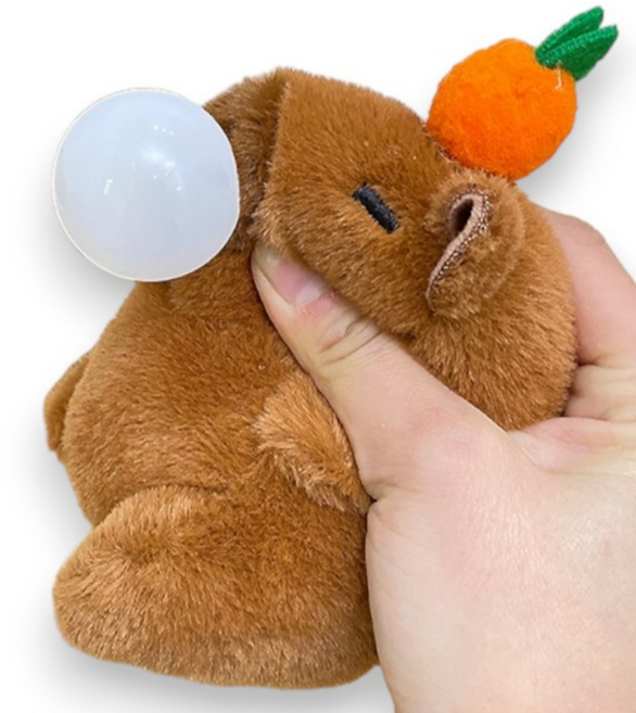 제이템 카피바라 인형 열쇠고리 키링, 풍선껌 귤 브라운, 1개