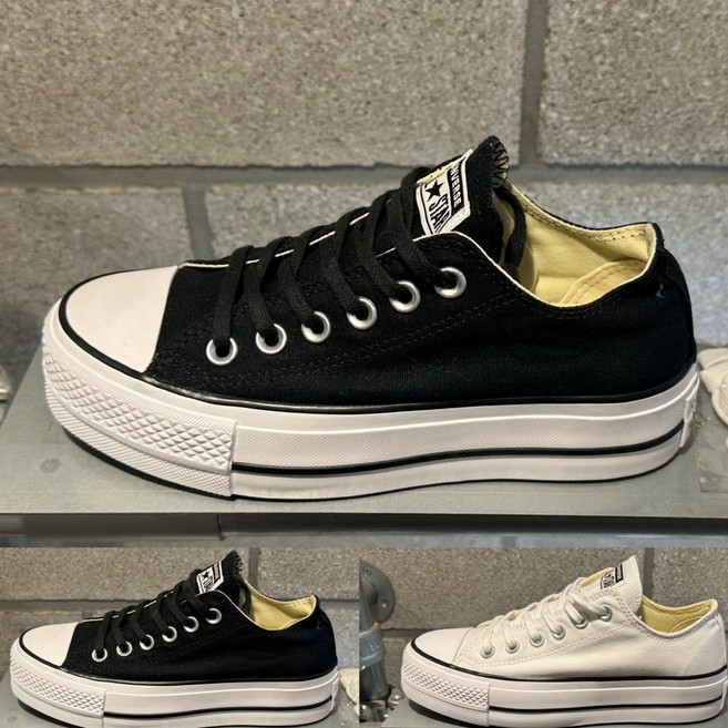 [백화점매장판] 컨버스 키높이 척테일러 올스타 캔버스 리프트 플랫폼 운동화 남녀공용 정품+ 베어긱스 신발끈