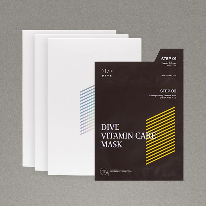 [다이브] 갈바닉 비타민C 13.5%세럼 2스텝 톤업 마스크팩, 5개입, 3개 - 쿠팡