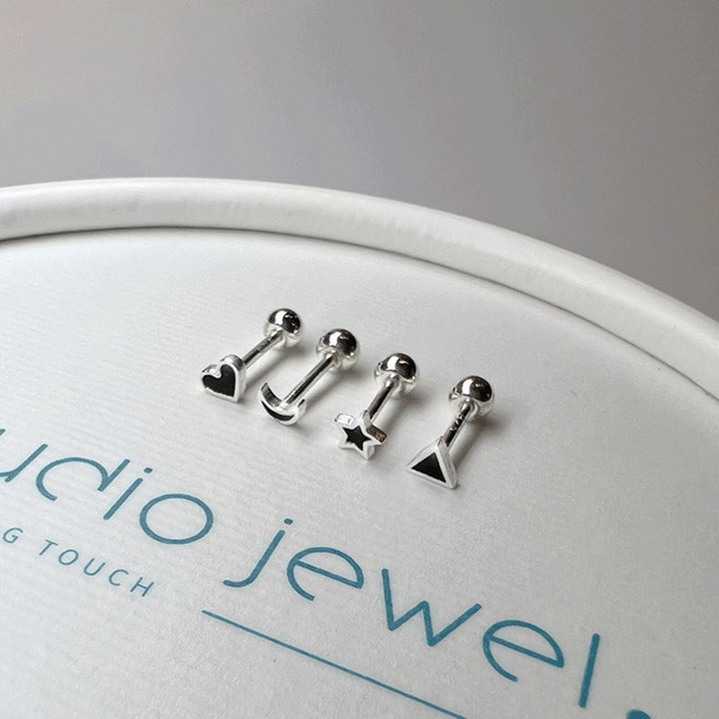 스투디오쥬얼 실버 925 미니 블랙 에폭 피어싱 4종