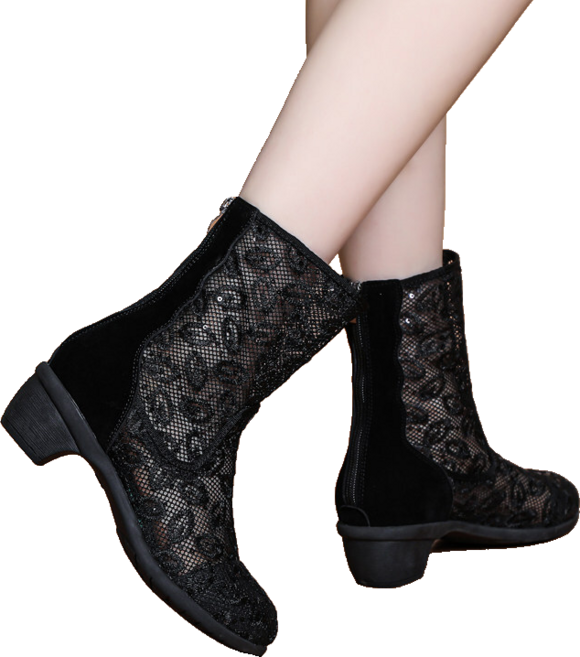 썸머 통굽 레이스 앵클 부츠 여성 패션 자수 메쉬 댄스화 뉴타임즈 01CW2401