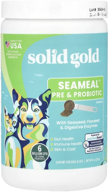 헁복하고 건강하세요 Solid Gold SeaMeal™ 프리바이오틱 & 프로바이오틱 강아지 및 고양이용 226g(8oz) 늘 챙기셔야합니다, SolidGoldSeaMeal프리바이오틱프로바이오틱강아 - 쿠팡