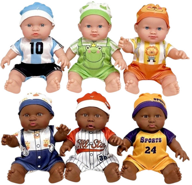 꼬마천사 소프트 다문화 인형 흑인백인 6종 세트, 1개