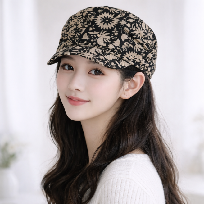 소담 여성 중년 플라워 패턴 캡모자 볼캡