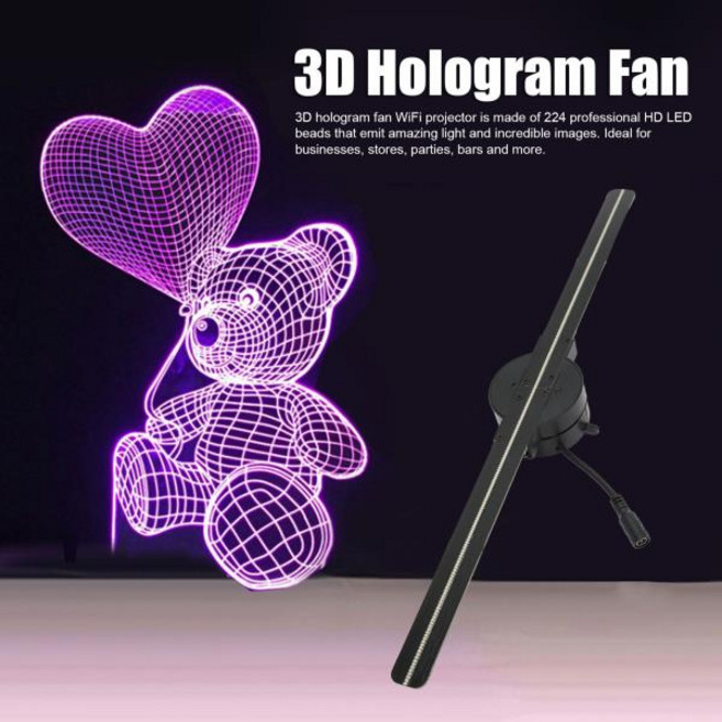 224 LED 라이트 비즈 포함 3D 홀로그램 선풍기 매장 광고 와이파이 16.5 인치, 1개, 04 AU Plug