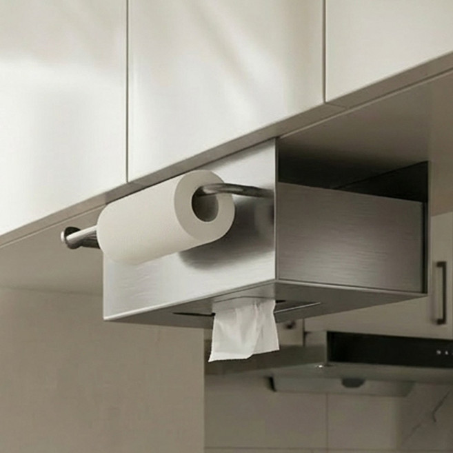 한평한뼘 2in1 고급형 주방 키친타올 걸이, 1개, 그레이