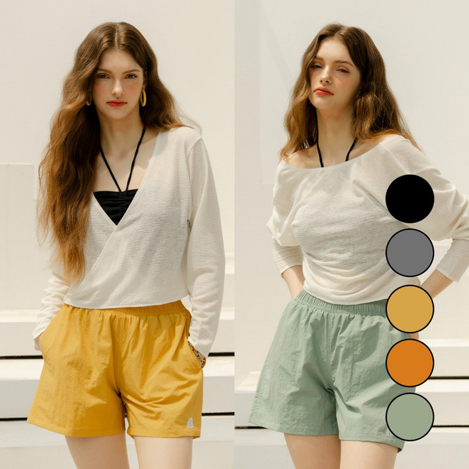 아블로스 남녀공용 5인치 쇼츠 타슬란 비치 반바지 ABM-Y901