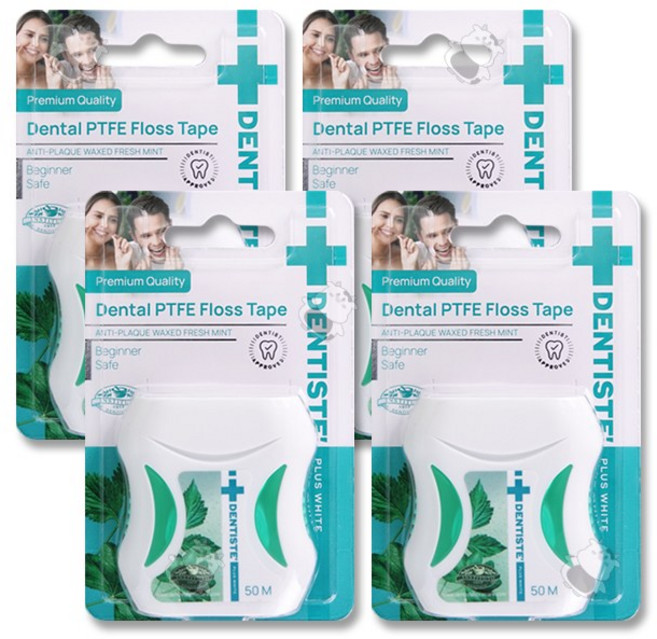 DENTISTE DENTAL FLOSS 덴티스테 치실 민트향 구강케어, 50m, 1개입, 4개