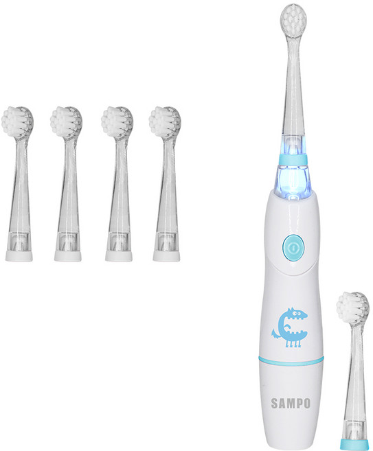 SAMPO 聲寶 幼童音波震動牙刷 TB-Z1806CL, 粉藍色, 1個, 1806B+T-BH*4