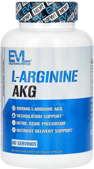 EVLUTIONNUTRITION L-아르기닌 AKG 베지캡슐, 1개, 120정 - 쿠팡